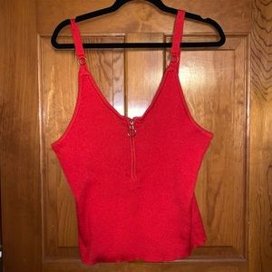 Red zipper tank top